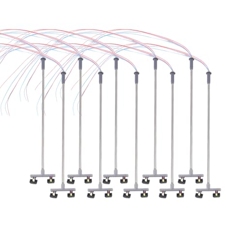 Cpolebev 10 Stücke 2Led Straßen Lampe 1: 100 Ho Skala Straßen Laterne Landschaft Mini Laternen Pfahl für Sand Tisch Modell 2 von Cpolebev
