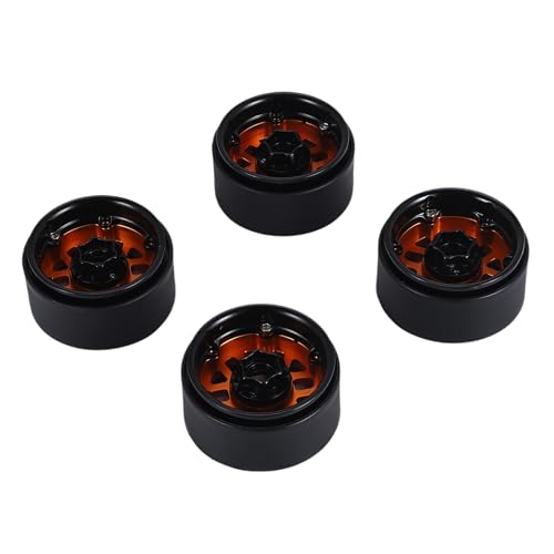 Cpolebev 4 StüCke 1.9 Metall Perlenverschluss Rad Naben Felge für 1/10 RC Crawler Axial SCX10 90046 AXI03007 TRX4 RedCat D90,Orange von Cpolebev