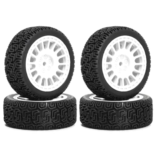 Cpolebev 4 Stück 68 mm Rallye-Reifen Gummireifen Radreifen für XV01 XV02 TT01 TT02 PTG-2 1/10 RC Rennwagen Upgrade Teile von Cpolebev