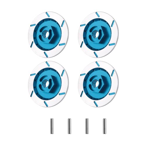 Cpolebev 4 Stuecke Aluminium Legierung Bremse Scheibe Felge Box Metall Hex Adapter 12 MM für RC 1/10 Auto Fly Fish 94123 94122 D4, Blau von Cpolebev