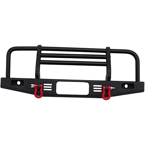 Cpolebev Einstellbarer Front Stoß FäNger Aus Metall mit 2 LED Leuchten für 1/10 RC Crawler TRX4 Axial SCX10 SCX10 II 90046 90047, Schwarz von Cpolebev