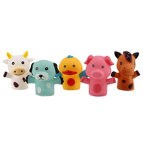 Cpolebev Finger Puppen für Kinder und Babys 5 Nutztiere PVC Spielzeug Hand Puppen Puppen Set FrüHes Lern Spielzeug (C) von Cpolebev