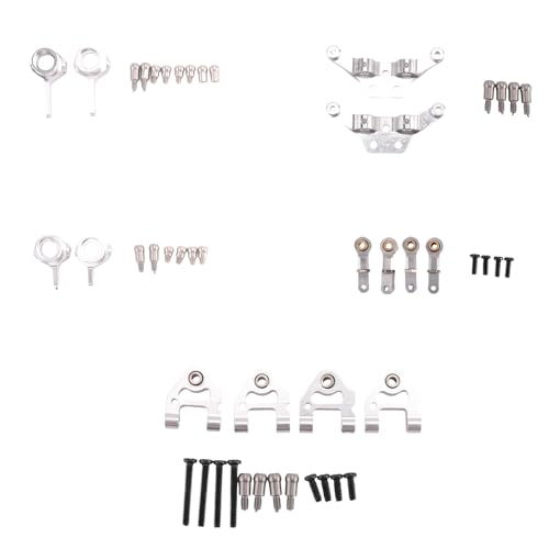 Cpolebev Metall Verbesserte Teile Lenkung Cup Swing Arm Plate Set für P929 P939 K969 K979 K989 K999 1/28 RC Auto, Silber von Cpolebev