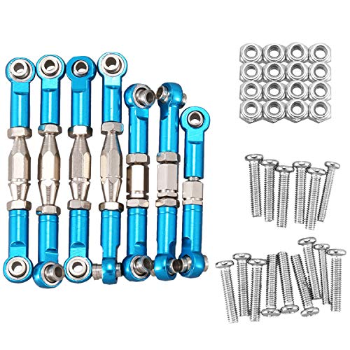 Cpolebev für 144001 1/14 RC Auto Teile Metall GestäNge Servo Zug Stange Lenkung Spur Stangen Satz, Blau von Cpolebev