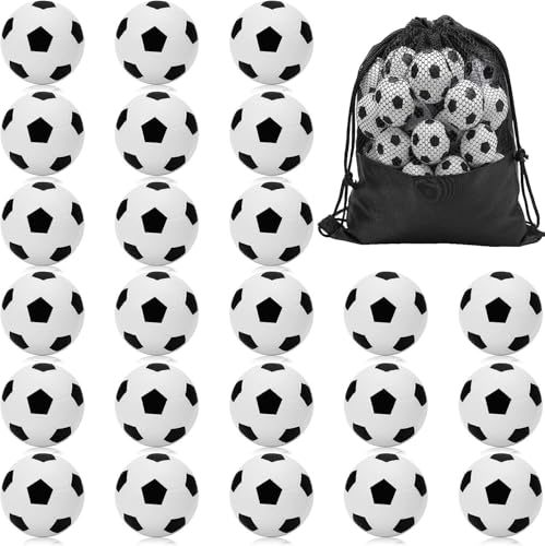 Cptoion 24 Stück Mini Sportbälle, 4 cm Anti Stress Spielzeug Bälle，Stressball Mini Fußball, Schaum Sportbälle, Fußball Stressbälle für Kinder und Erwachsene Gastgeschenke Party Spielpreise von Cptoion