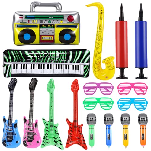 Cptoion 17 Stück Aufblasbare Instrumente, Aufblasbare Party Props für Kinder, Luftgitarre Saxophon Mikrofon Beth Lautsprecher Shading Gläser, Aufblasbaren Musikinstrumente für Rock Party Deko Cptoion 17 Stück Aufblasbare Instrumente, Aufblasbare Party Props für Kinder, Luftgitarre Saxophon Mikrofon Beth Lautsprecher Shading Gläser, Aufblasbaren Musikinstrumente für Rock Party Deko von Cptoion