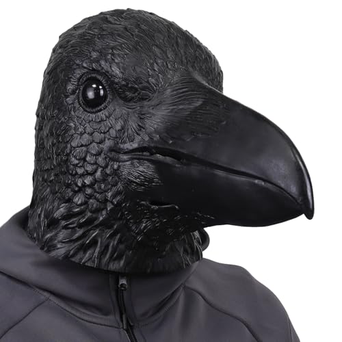 CrDoJu Halloween Schwarze Krähenkopf Maske Rabe Maske Vogel Vollkopfmaske für Karneval Kostüm Party Prop von CrDoJu