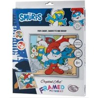 Craft Buddy CAM-SMRF530 - Crystal Art Framed Picture Kit, Papa Smurf, Smurfette und Brainy Silver, 21x25cm, Die Schlümpfe Bilderrahmen-Kristallkunst, Diamond Painting von Craft Buddy