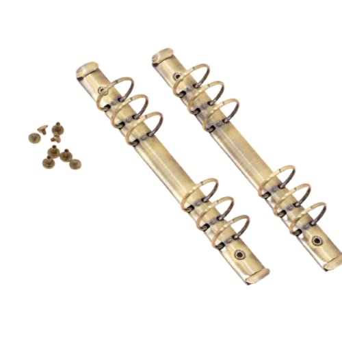 Craftelier - Set mit 2 6-Ring-Ordner-Mechaniken | Größe ca. 22,7 cm - Ringdurchmesser 3,3 cm - Ringabstand 1,9 cm | Enthält 8 BefestigungsKlammern | Farbe Bronze von Craftelier