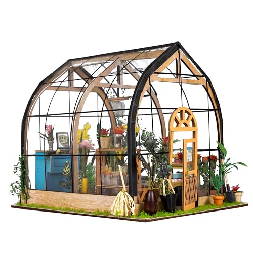 Crafts&Co® DIY Miniature Haus mit Möbeln | DIY Puppenhaus Erwachsene | Hölzernes Puppenhaus-Kit | Holz Mini Haus Modell mit Licht | 1:18 | Gartenhaus von Crafts&Co