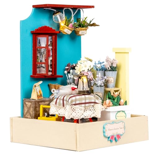 Crafts&Co® DIY Miniaturhaus Bausatz | Het Bloemenhuisje | DIY Puppenhaus für Erwachsene | Kreativer Hobby-Modellbau | Realistisches Mini-Blumenladen-Design von Crafts&Co
