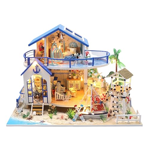 Crafts&Co® Miniatur Strandhaus | DIY Papiermodell | Detailliertes Bastelprojekt für Anfänger | 398 Teile | Bastelspaß für Jung und Alt | Mehrfarbig von Crafts&Co