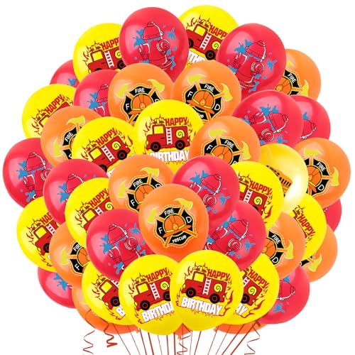 42 Stück Feuerwehr Luftballons, Feuerwehrmann Sam Luftballons Geburtstag, 12 Zoll Latex Feuerwehr Ballons, Feuerwehrballon Geburtstag Deko Kinder für Baby Shower Thema Feuerwehrmann Party von Craggyer