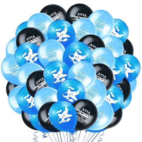 42 Stück Flugzeug Luftballons Geburtstag, 12 Zoll Flugzeug Thema Luftballons, Latex Balloons mit Flugzeug, für Kinder Junge Flugzeug Geburtstag Party Dekoration Geschenke von Craggyer