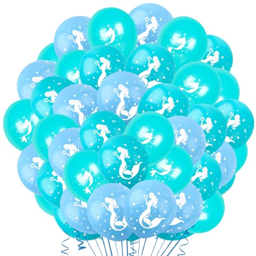 Meerjungfrau Geburtstagdeko Mädchen,42 Pcs Meerjungfrau Luftballon Kindergeburtstag Deko,Geburtstag Latex Helium Ballons Set,Ozean Thema Party Supplies von Craggyer