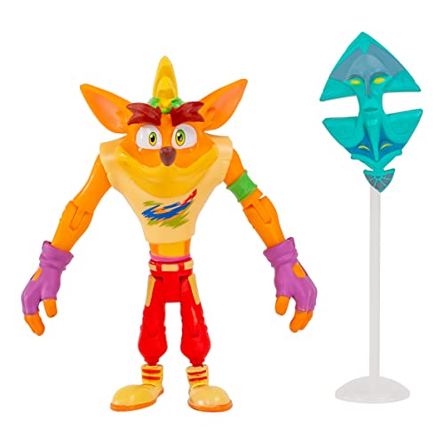 BANDAI Crash Bandicoot Actionfiguren, Retro-Crash mit Maske, 11 cm, Retro-Spielzeug mit Maske und Ständer, Zubehör, Grün, Lila, Rot von BANDAI