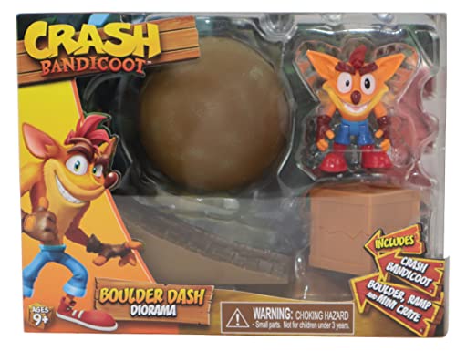 Crash Bandicoot Bandai Boulder Dash Diorama | Spielset enthält 6 cm Crash-Sammelfigur mit Boulderrampe und Kiste basierend auf Videospielen, tolles Spielzeug für Mädchen und Jungen von Crash Bandicoot