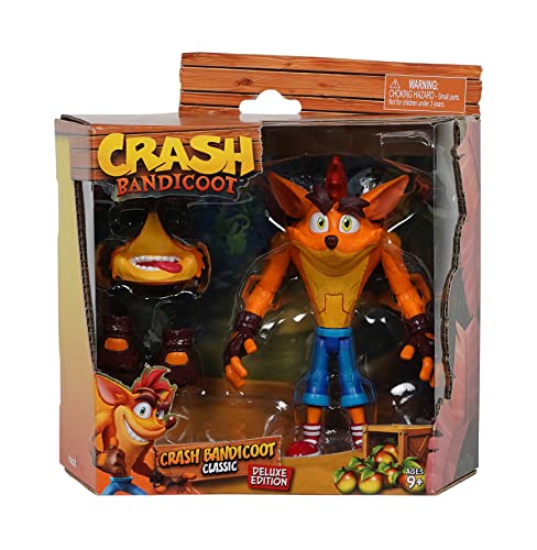 Crash Bandicoot Bandai Deluxe Edition Actionfigur | 16,5 cm Spielzeug mit 16 Gelenkpunkten und Zubehör | Sammelfiguren Merchandise Kollektion von Crash Bandicoot