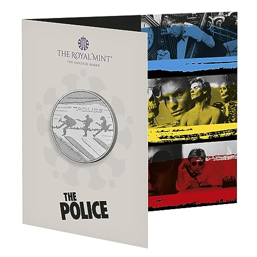 CrawleyCoins 2023 The Police Music Legends UK £5 Münze, unzirkuliert, in Minzpackung von CrawleyCoins