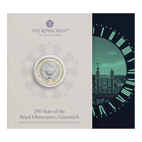 CrawleyCoins 2025 Royal Observatory Greenwich £2 UK brillante unzirkulierte Münze in Minzpackung von CrawleyCoins