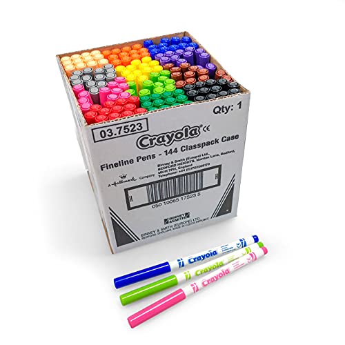 Crayola, Fineline, Abwaschbare Filzstiften mit Feiner Spitze, Classpack, Packung mit 144 Stück in Sortierten Farben, Altersempfehlung: ab 3 Jahren von CRAYOLA