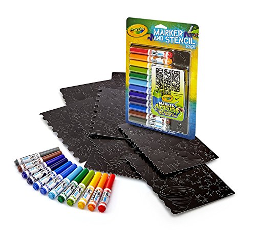 Crayola CC020019 Marker and Stencil Blue Filzstifte und Schablonen, bunt, 1 Stück (1er Pack) von CRAYOLA