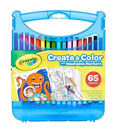 Crayola - Koffer-Set abwaschbare SuperTips-Filzstifte, 65 Teile, Kreative Beschäftigung und Geschenk für Kinder, ab 4 Jahren, 04-0377 von CRAYOLA