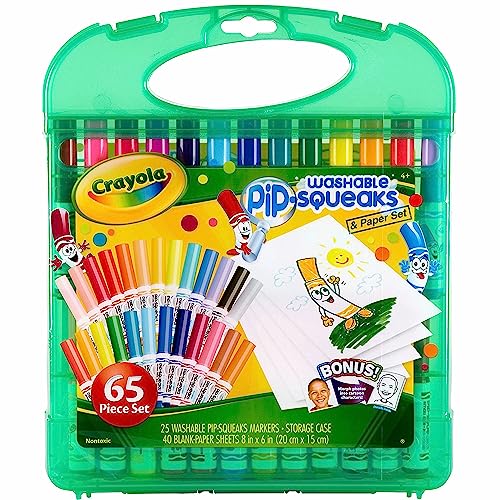 CRAYOLA Filzstift-Set für Kinder, Koffer mit 25 abwaschbaren Markern und Zeichenblättern, 65 Stück, 04-5227 von CRAYOLA