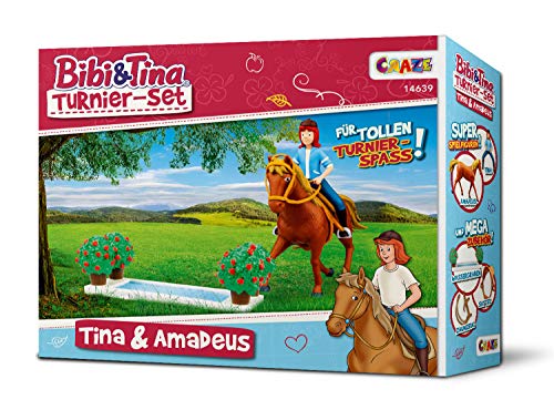 CRAZE BIBI & TINA Turnier-Set Spielfiguren Pferdefiguren Tina und Amadeus mit Zubehör Spielzeug 14639 von CRAZE