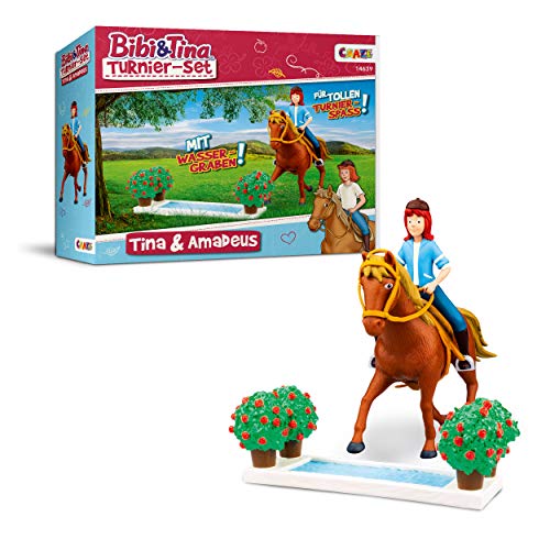 CRAZE BIBI & TINA Turnier-Set Spielfiguren Pferdefiguren Tina und Amadeus mit Zubehör Spielzeug 14639 von CRAZE