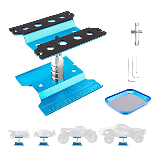 RC Car Work Stand & Schraubablage 360 Grad Rotation Aluminium Reparatur Station Lift für 1/8 1/10 1/12 1/16 1/18 Skala Traxxas TRX4 Axial Arrma Redcat Losi RC Crawler Monster Truck Buggy Blau RC Car Work Stand & Schraubablage 360 Grad Rotation Aluminium Reparatur Station Lift für 1/8 1/10 1/12 1/16 1/18 Skala Traxxas TRX4 Axial Arrma Redcat Losi RC Crawler Monster Truck Buggy Blau von Craznick