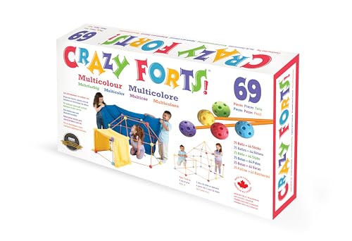 crazy forts Everest Toys Multicolor – 69-teiliges Fort Bauset – baubares Indoor/Outdoor Kinder DIY Stem Spielzeug von Crazy Forts