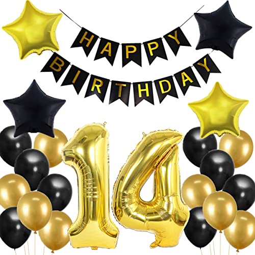 14. Geburtstag Dekoration, 14 Geburtstag Deko Schwarz und Gold, Geburtstagsdeko 14 Jahre Junge, 14 Jahre Geburtstagdeko Junge, Luftballon 14. Geburtstag Deko Mädchen, 14. Party Luftballons 14. Geburtstag Dekoration, 14 Geburtstag Deko Schwarz und Gold, Geburtstagsdeko 14 Jahre Junge, 14 Jahre Geburtstagdeko Junge, Luftballon 14. Geburtstag Deko Mädchen, 14. Party Luftballons von Crazy-M