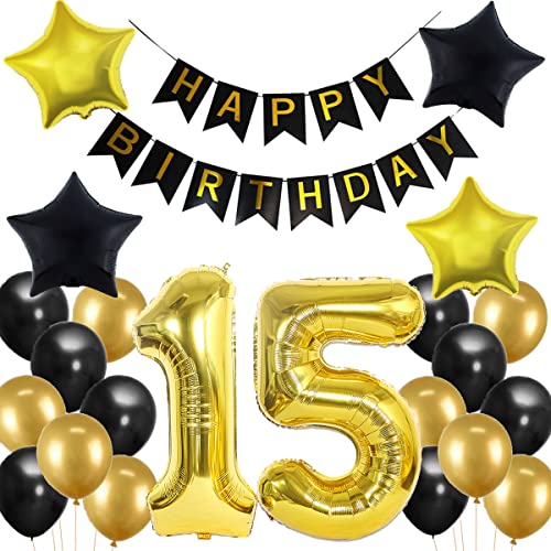 15. Geburtstag Dekoration, 15 Geburtstag Deko Schwarz und Gold, Geburtstagsdeko 15 Jahre Junge, 15 Jahre Geburtstagdeko Junge, Luftballon 15. Geburtstag Deko Mädchen, 15. Party Luftballons 15. Geburtstag Dekoration, 15 Geburtstag Deko Schwarz und Gold, Geburtstagsdeko 15 Jahre Junge, 15 Jahre Geburtstagdeko Junge, Luftballon 15. Geburtstag Deko Mädchen, 15. Party Luftballons von Crazy-M