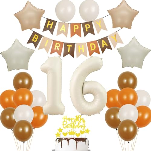 16 Geburtstag Mädchen Deko, 16 Jahre Mädchen Geburtstagsdeko Ballon, Retro Kaffee Braun sand weiß Luftballon Deko 16.geburtstag mädchen dekoration, Tortendeko 16 Geburtstag deko für mädchen 16 Geburtstag Mädchen Deko, 16 Jahre Mädchen Geburtstagsdeko Ballon, Retro Kaffee Braun sand weiß Luftballon Deko 16.geburtstag mädchen dekoration, Tortendeko 16 Geburtstag deko für mädchen von Crazy-M