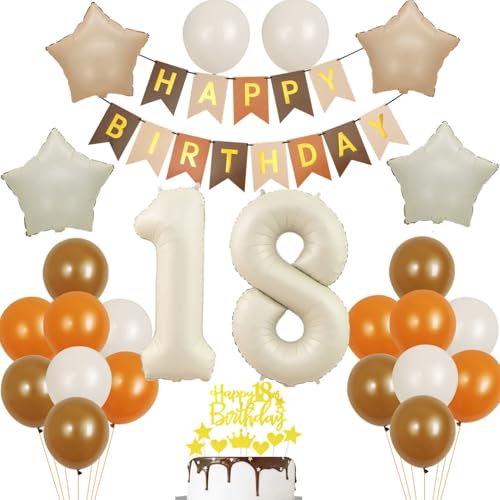 18 Geburtstag Mädchen Deko, 18 Jahre Mädchen Geburtstagsdeko Ballon, Retro Kaffee Braun sand weiß Luftballon Deko 18.geburtstag mädchen dekoration, Tortendeko 18 Geburtstag deko für mädchen 18 Geburtstag Mädchen Deko, 18 Jahre Mädchen Geburtstagsdeko Ballon, Retro Kaffee Braun sand weiß Luftballon Deko 18.geburtstag mädchen dekoration, Tortendeko 18 Geburtstag deko für mädchen von Crazy-M