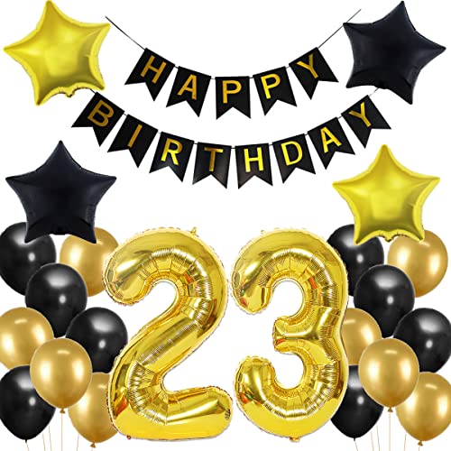 23. Geburtstag Dekoration, 23 Geburtstag Deko Schwarz und Gold, Geburtstagsdeko 23 Jahre Mann, 23 Jahre Geburtstagdeko Mann, Luftballon 23. Geburtstag Deko, 23. Party Luftballons von Crazy-M