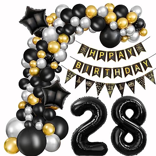 28. Geburtstag Dekoration Frauen Deko 28. Geburtstag Mann Luftballon 28. Geburtstag Gold Schwarz Silber Geburtstag 28 Jahre Mann Ballon Girland 28 Geburtstag Frau Mann 28. Geburtstag Dekorationen von Crazy-M