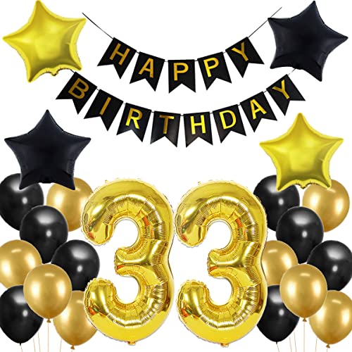 33. Geburtstag Dekoration, 33 Geburtstag Deko Schwarz und Gold, Geburtstagsdeko 33 Jahre Mann, 33 Jahre Geburtstagdeko Mann, Luftballon 33. Geburtstag Deko, 33. Party Luftballons 33. Geburtstag Dekoration, 33 Geburtstag Deko Schwarz und Gold, Geburtstagsdeko 33 Jahre Mann, 33 Jahre Geburtstagdeko Mann, Luftballon 33. Geburtstag Deko, 33. Party Luftballons von Crazy-M