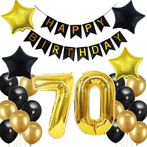 70. Geburtstag Dekoration, 70 Geburtstag Deko Schwarz und Gold, Geburtstagsdeko 70 Jahre Mann, 70 Jahre Geburtstagdeko Mann, Luftballon 70. Geburtstag Deko, 70. Party Luftballons von Crazy-M