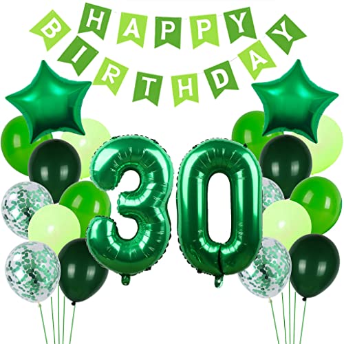 Crazy-M Grün Luftballon 30. Geburtstagsdeko für Mann Frau, 30 Jahr Grün Deko zum Geburtstag Grün Folienballon 30 Zahl Deko 30. Geburtstag Happy Birthday Banner Dekoration Crazy-M Grün Luftballon 30. Geburtstagsdeko für Mann Frau, 30 Jahr Grün Deko zum Geburtstag Grün Folienballon 30 Zahl Deko 30. Geburtstag Happy Birthday Banner Dekoration von Crazy-M