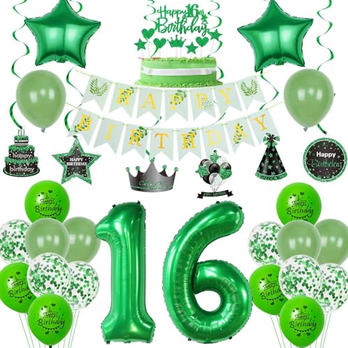 Deko 16. Geburtstag Mädchen Junge Ballon Tortendeko 16 Geburtstag Mädchen Dekoration luftsballon 16. Geburtstag Junge Grün Geburtstagsdeko 16 jahre Mädchen Geburtstag Ballon 16 Geburtstag Junge von Crazy-M