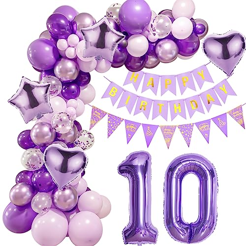 Lila 10 Geburtstag Deko Mädchen, Ballon Girlanden 10 Geburtstag Dekoration, Lila Geburtstagsdeko 10 Mädchen,Luftballons Girlande 10. Lila Deko,Mädchen 10. Geburtstag Dekorationen Violett Lila 10 Geburtstag Deko Mädchen, Ballon Girlanden 10 Geburtstag Dekoration, Lila Geburtstagsdeko 10 Mädchen,Luftballons Girlande 10. Lila Deko,Mädchen 10. Geburtstag Dekorationen Violett von Crazy-M