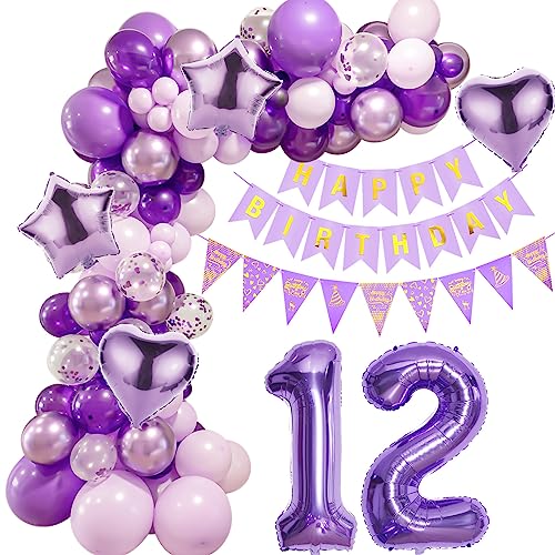 Lila 12 Geburtstag Deko Mädchen, Ballon Girlanden 12 Geburtstag Dekoration, Lila Geburtstagsdeko 12 Mädchen,Luftballons Girlande 12. Lila Deko,Mädchen 12. Geburtstag Dekorationen Violett Lila 12 Geburtstag Deko Mädchen, Ballon Girlanden 12 Geburtstag Dekoration, Lila Geburtstagsdeko 12 Mädchen,Luftballons Girlande 12. Lila Deko,Mädchen 12. Geburtstag Dekorationen Violett von Crazy-M