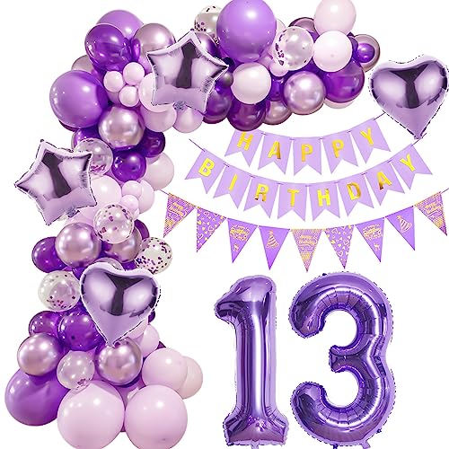 Lila 13 Geburtstag Deko Mädchen, Ballon Girlanden 13 Geburtstag Dekoration, Lila Geburtstagsdeko 13 Mädchen,Luftballons Girlande 13. Lila Deko,Mädchen 13. Geburtstag Dekorationen Violett Lila 13 Geburtstag Deko Mädchen, Ballon Girlanden 13 Geburtstag Dekoration, Lila Geburtstagsdeko 13 Mädchen,Luftballons Girlande 13. Lila Deko,Mädchen 13. Geburtstag Dekorationen Violett von Crazy-M