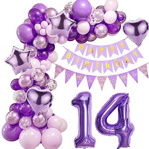 Lila 14 Geburtstag Deko Mädchen, Ballon Girlanden 14 Geburtstag Dekoration, Lila Geburtstagsdeko 14 Mädchen,Luftballons Girlande 14. Lila Deko,Mädchen 14. Geburtstag Dekorationen Violett Lila 14 Geburtstag Deko Mädchen, Ballon Girlanden 14 Geburtstag Dekoration, Lila Geburtstagsdeko 14 Mädchen,Luftballons Girlande 14. Lila Deko,Mädchen 14. Geburtstag Dekorationen Violett von Crazy-M