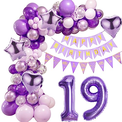 Lila 19 Geburtstag Deko Mädchen, Ballon Girlanden 19 Geburtstag Dekoration, Lila Geburtstagsdeko 19 Mädchen,Luftballons Girlande 19. Lila Deko,Mädchen 19. Geburtstag Dekorationen Violett Lila 19 Geburtstag Deko Mädchen, Ballon Girlanden 19 Geburtstag Dekoration, Lila Geburtstagsdeko 19 Mädchen,Luftballons Girlande 19. Lila Deko,Mädchen 19. Geburtstag Dekorationen Violett von Crazy-M