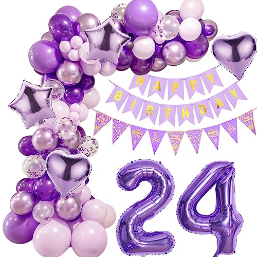 Lila 24 Geburtstag Deko Frauen, Ballon Girlanden 24 Geburtstag Dekoration, Lila Geburtstagsdeko 24 Frauen,Luftballons Girlande 24. Lila Deko,Frauen 24. Geburtstag Dekorationen Violett Lila 24 Geburtstag Deko Frauen, Ballon Girlanden 24 Geburtstag Dekoration, Lila Geburtstagsdeko 24 Frauen,Luftballons Girlande 24. Lila Deko,Frauen 24. Geburtstag Dekorationen Violett von Crazy-M