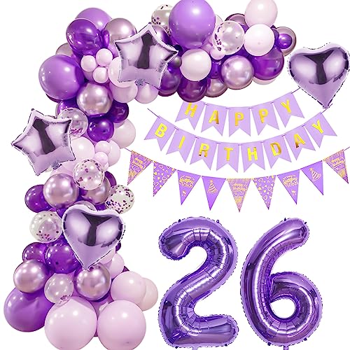 Lila 26 Geburtstag Deko Frauen, Ballon Girlanden 26 Geburtstag Dekoration, Lila Geburtstagsdeko 26 Frauen,Luftballons Girlande 26. Lila Deko,Frauen 26. Geburtstag Dekorationen Violett Lila 26 Geburtstag Deko Frauen, Ballon Girlanden 26 Geburtstag Dekoration, Lila Geburtstagsdeko 26 Frauen,Luftballons Girlande 26. Lila Deko,Frauen 26. Geburtstag Dekorationen Violett von Crazy-M