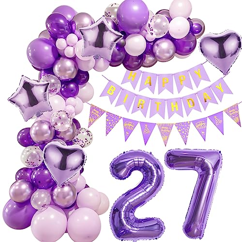 Lila 27 Geburtstag Deko Frauen, Ballon Girlanden 27 Geburtstag Dekoration, Lila Geburtstagsdeko 27 Frauen,Luftballons Girlande 27. Lila Deko,Frauen 27. Geburtstag Dekorationen Violett Lila 27 Geburtstag Deko Frauen, Ballon Girlanden 27 Geburtstag Dekoration, Lila Geburtstagsdeko 27 Frauen,Luftballons Girlande 27. Lila Deko,Frauen 27. Geburtstag Dekorationen Violett von Crazy-M